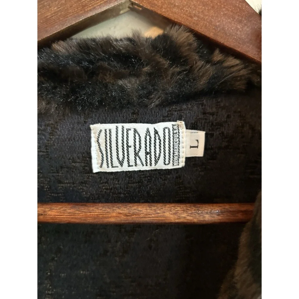 Silverado Faux Fur Trim Long Coat L Western Boho Cowgirl Retro Brown Jacket‎